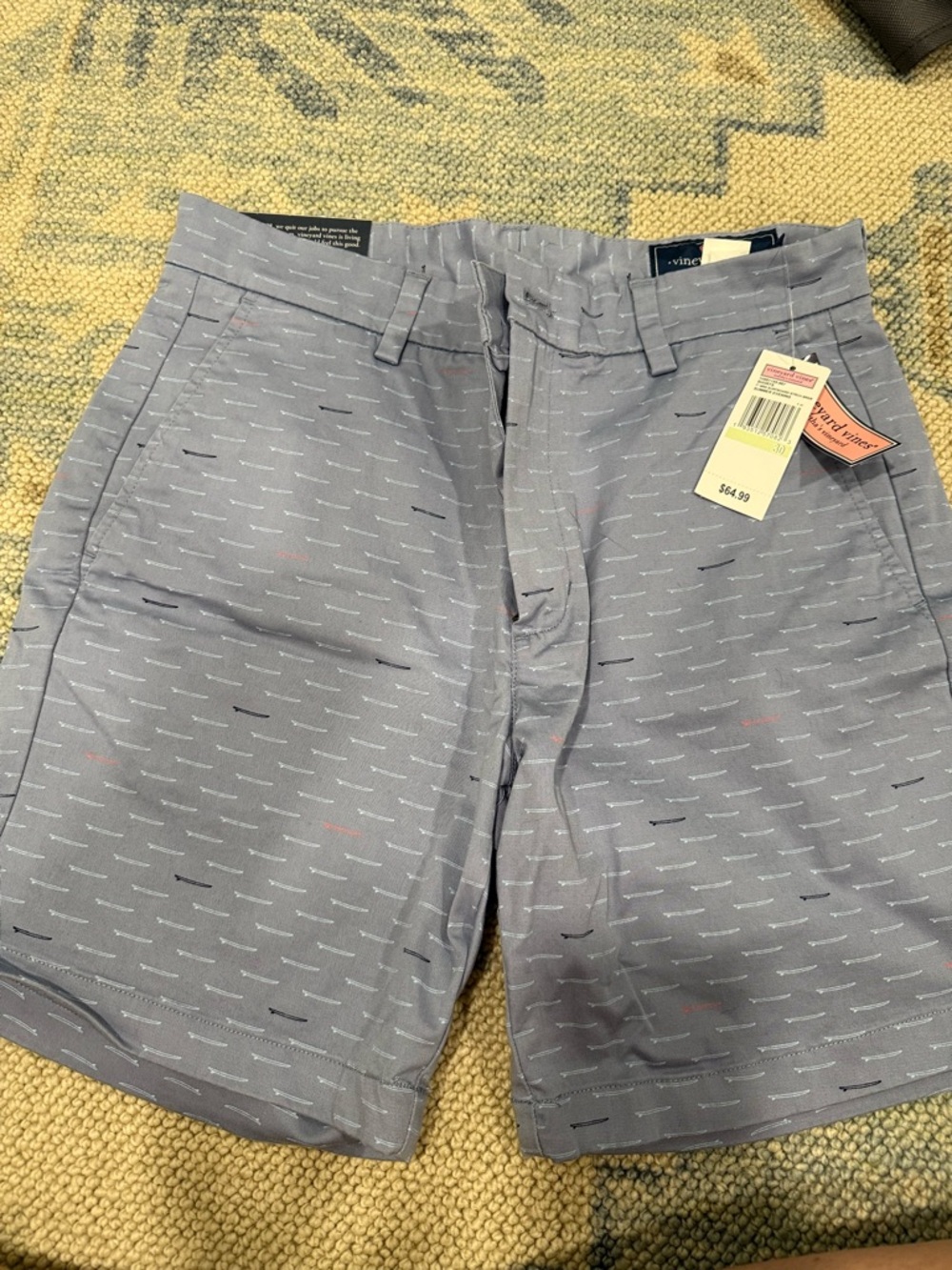 Vineyard Vines Pale Blue Micro-Pattern Flat Front Shorts